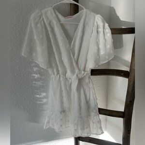 Pink Lily Boutique White Textured Wrap Dress